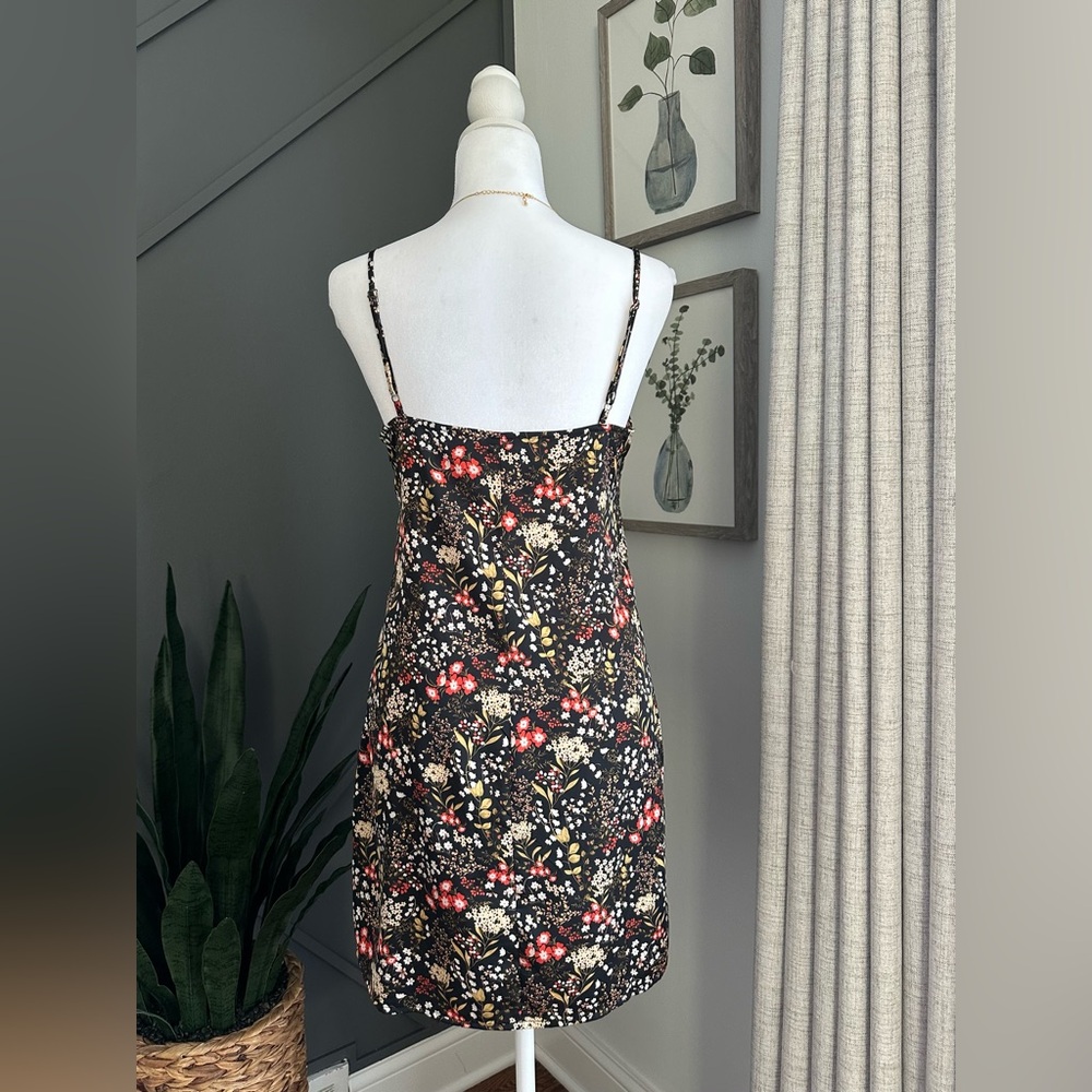 Forever 21 Black Whimsigoth Babydoll Floral Slip Mini Dress - Picture 4 of 5